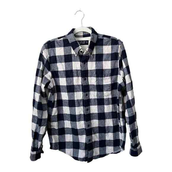 Abercrombie and Fitch Women's Super Soft Flannel Buffalo Plaid Blue Size M - Picture 1 of 10